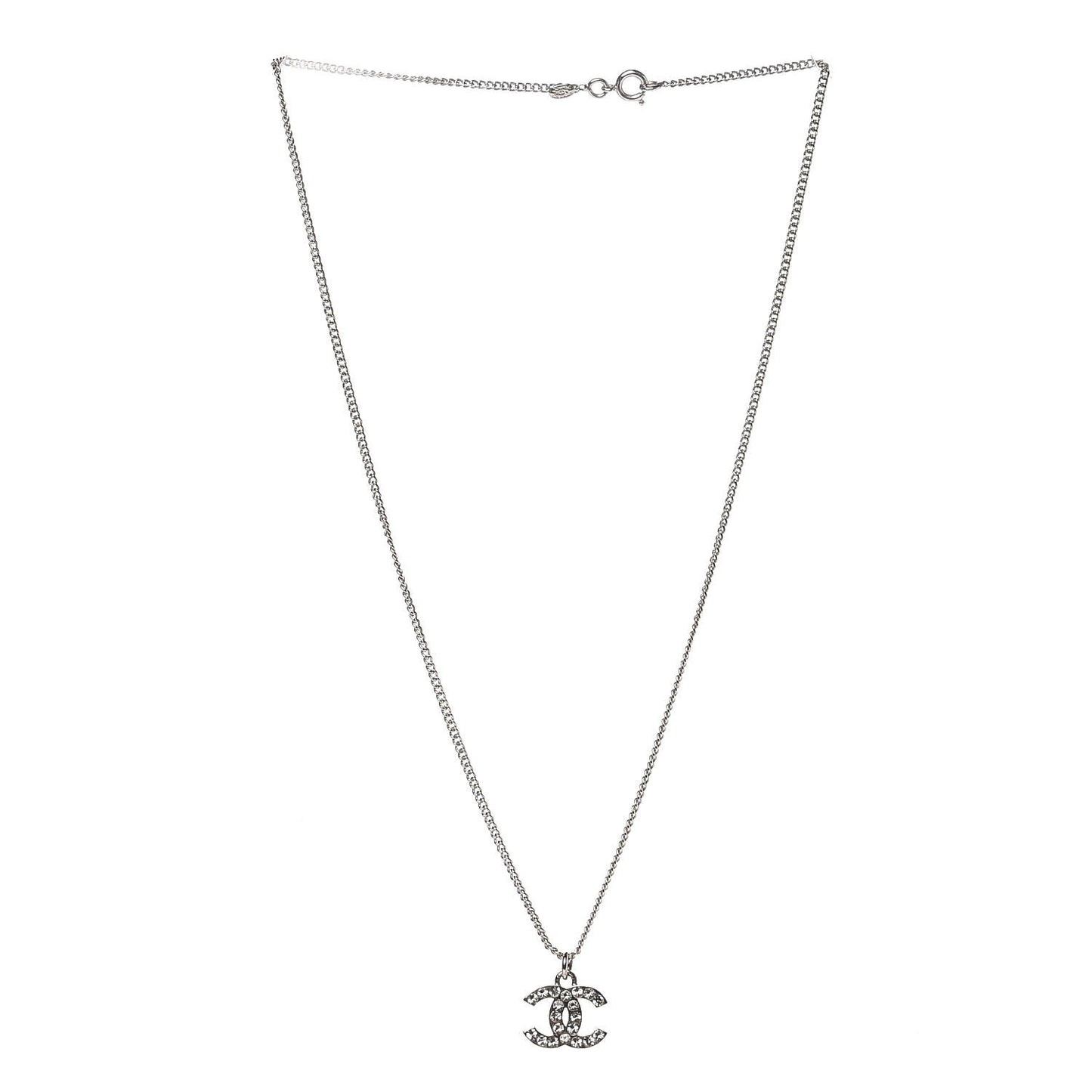 Crystal CC Pendant Necklace Silver