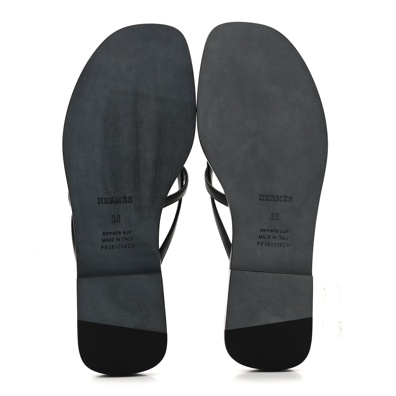 Hermes Calfskin Miss Sandals 38 Black 6 of 9
