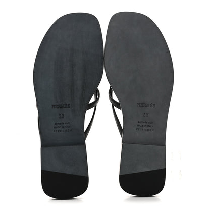 Hermes Calfskin Miss Sandals 38 Black 6 of 9