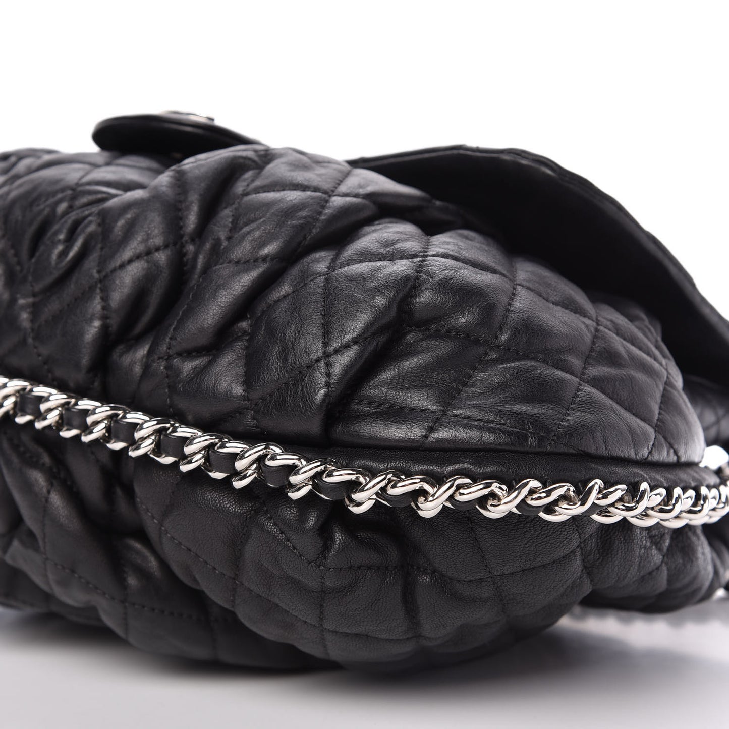Washed Lambskin Quilted Large Chain Around Messenger