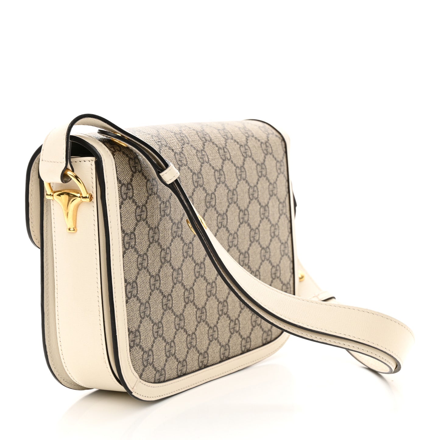 GG Supreme Monogram Horsebit 1955 Shoulder Bag Beige Mystic White