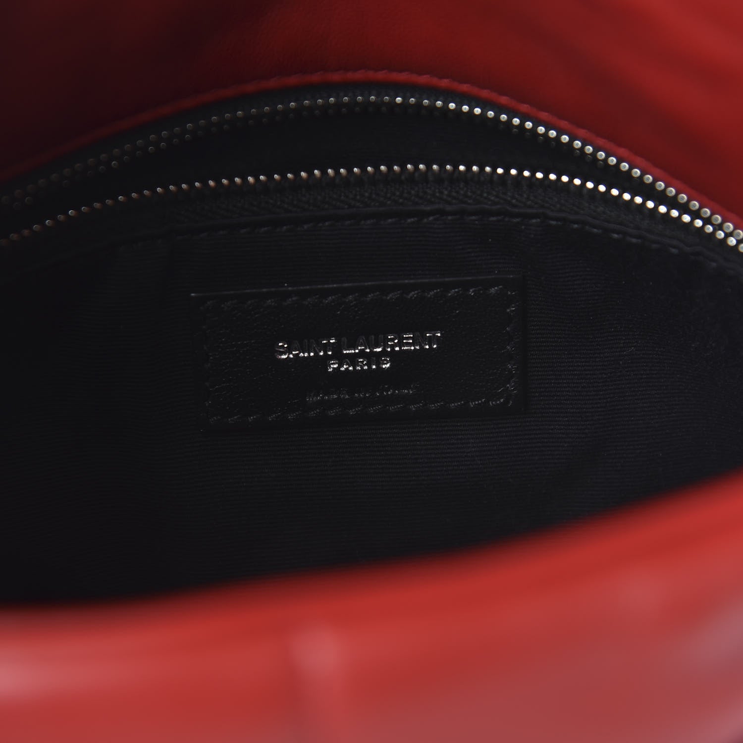 Saint Laurent Lambskin Quilted Small Loulou Puffer Monogram Chain Satchel Red 8 of 9