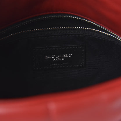 Saint Laurent Lambskin Quilted Small Loulou Puffer Monogram Chain Satchel Red 8 of 9