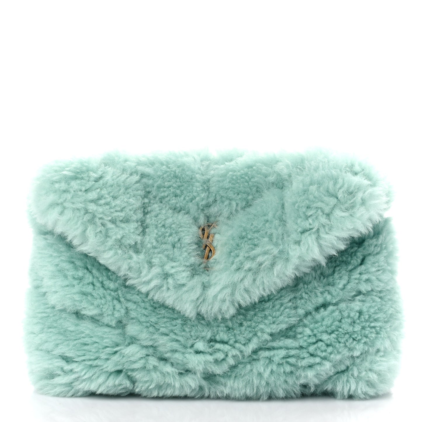 Shearling Quilted Monogram Loulou Puffer Pouch Clutch Iced Mint