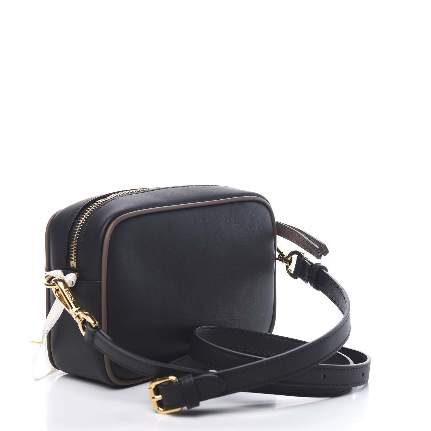 Fendi Vitello Century Matte Stamp Patch Bi-Color Mini Camera Case Black Maya Fragola 2 of 10