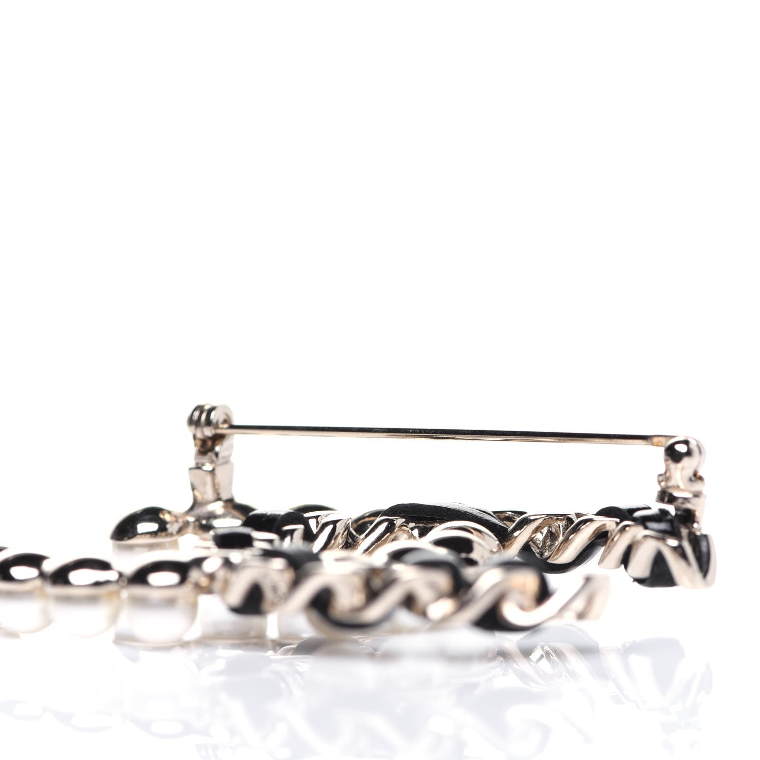 Chanel Lambskin Pearl CC Chain Brooch Black Gold 5 of 9