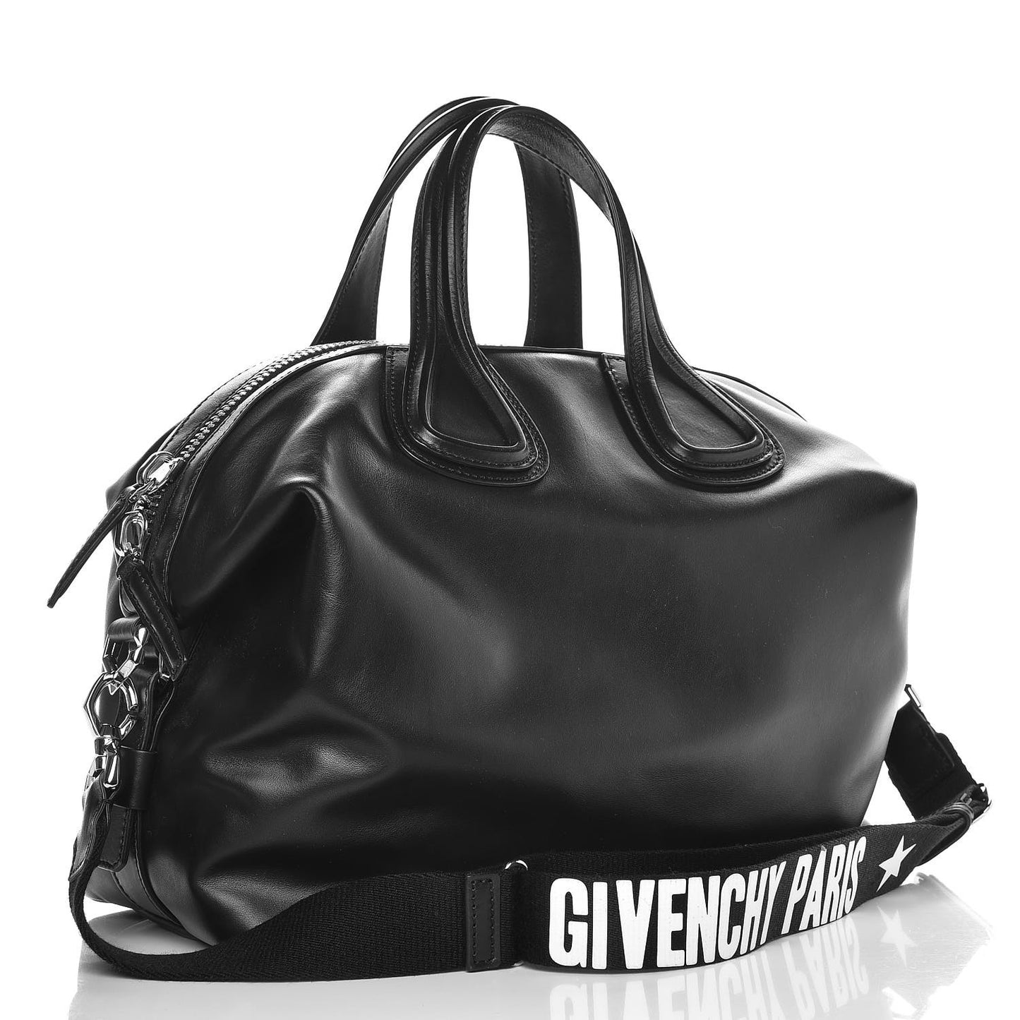 Waxed Calfskin Medium Nightingale Logo Strap Black