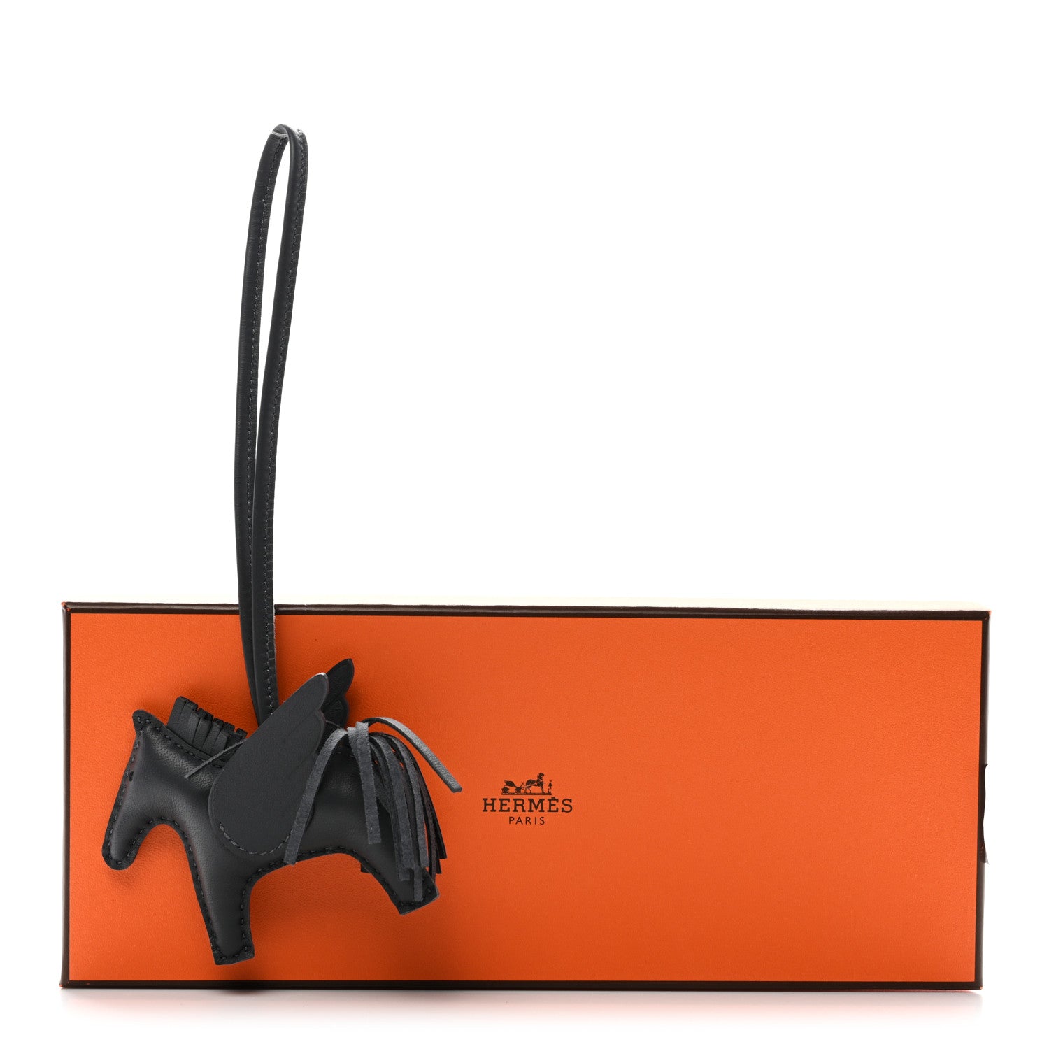Hermes Milo Lambskin Grigri Rodeo Pegase Horse Bag Charm PM Ardoise 5 of 5