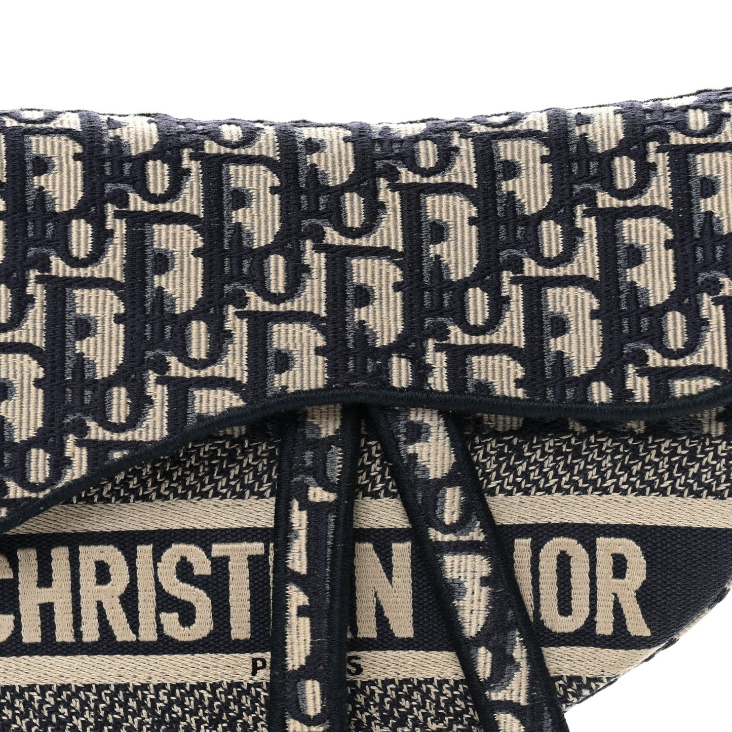 Oblique Embroidered Saddle Bag Blue