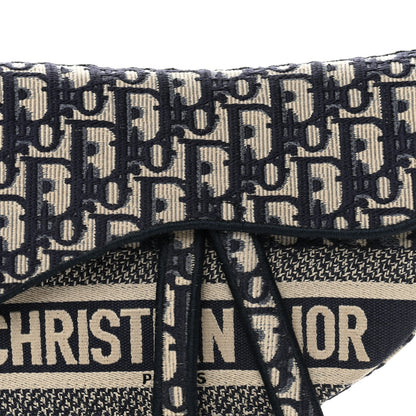 Christian Dior Oblique Embroidered Saddle Bag Blue 8 of 11