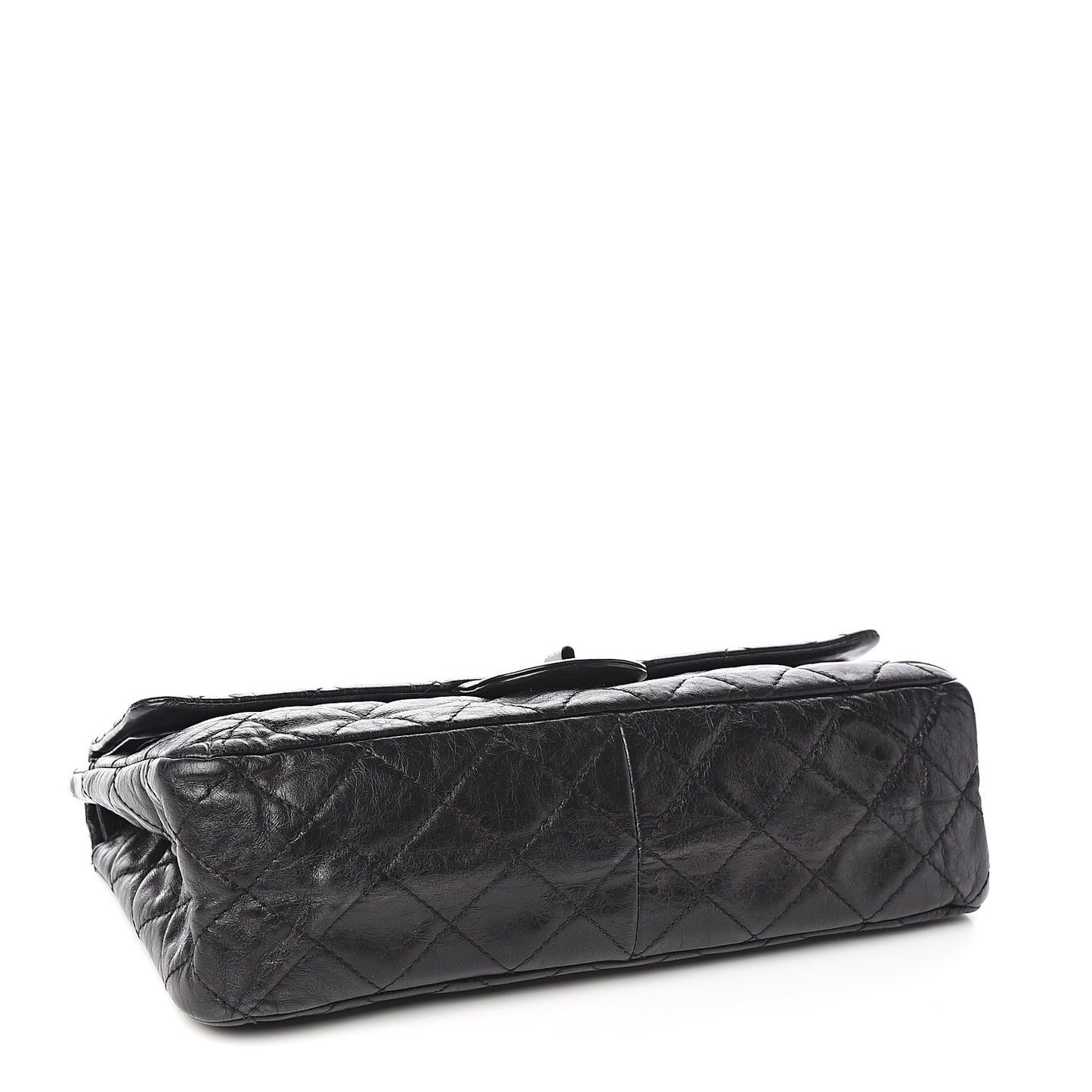 Glazed Aged Calfskin Quilted 2.55 Reissue 227 Flap Black