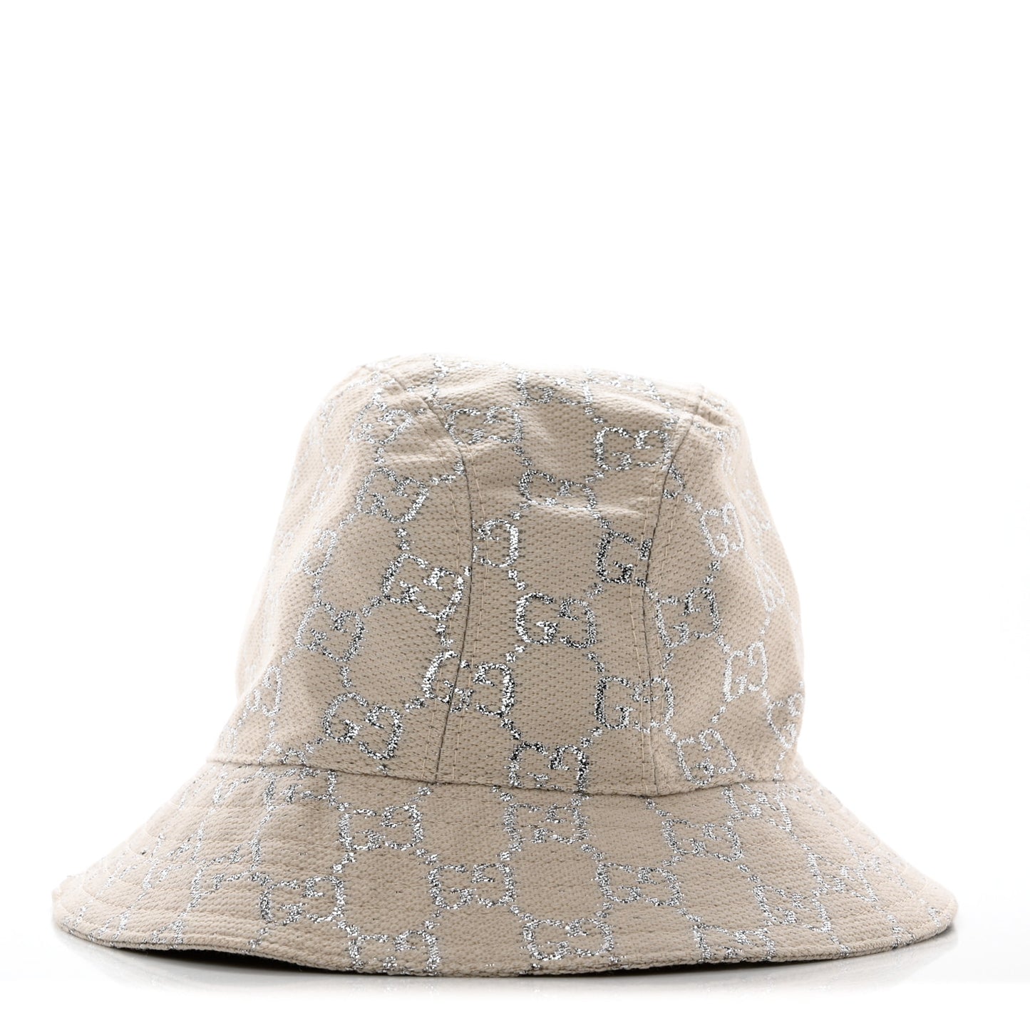 Canvas Lame GG Monogram Bucket Hat S Gardenia Silver