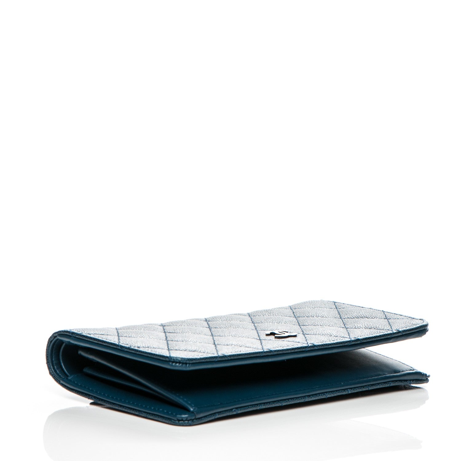 Chanel Caviar Quilted Yen Wallet Navy Blue 4 of 8