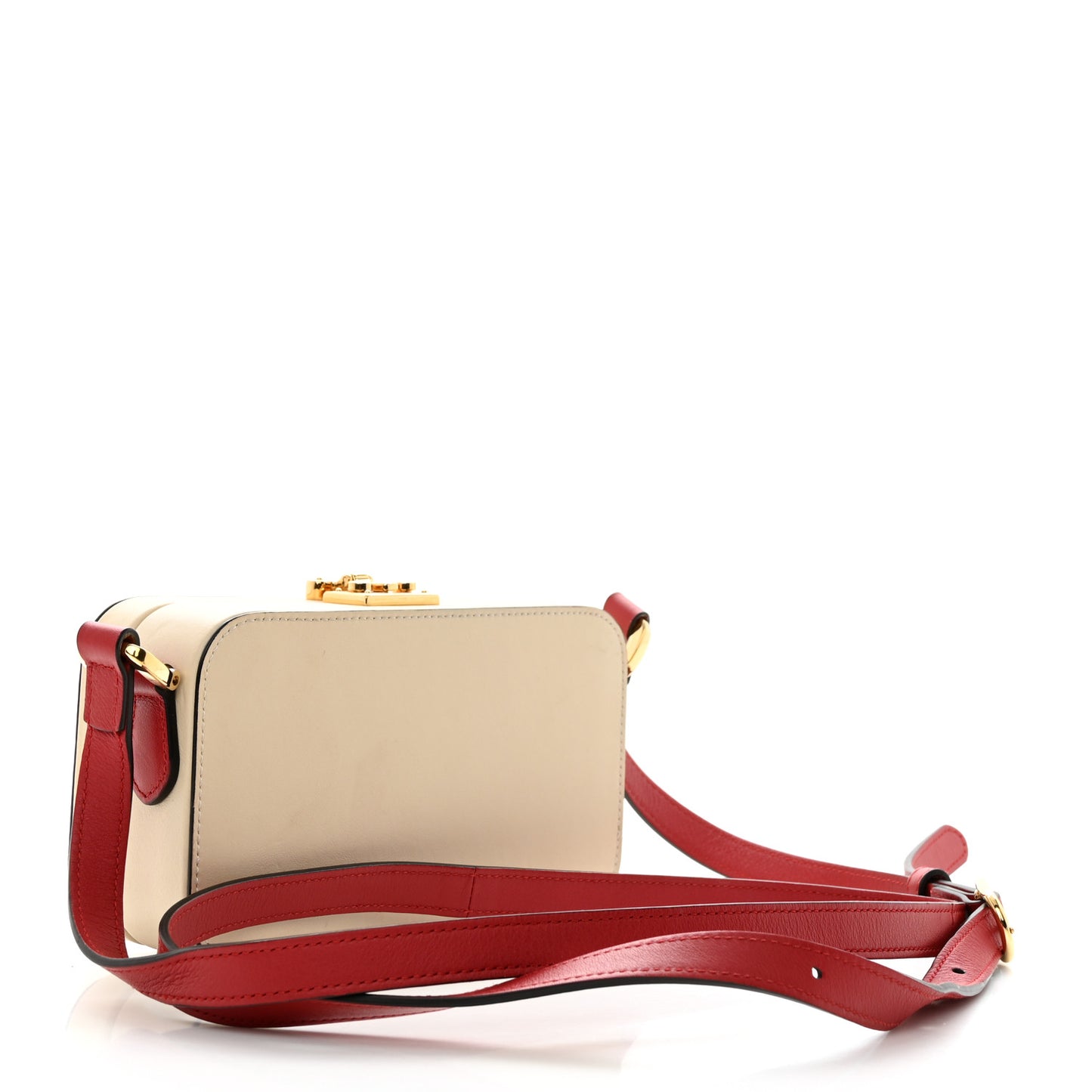 Vitello Eclipse Mini Interlocking G Shoulder Bag Mystic White Hibiscus Red