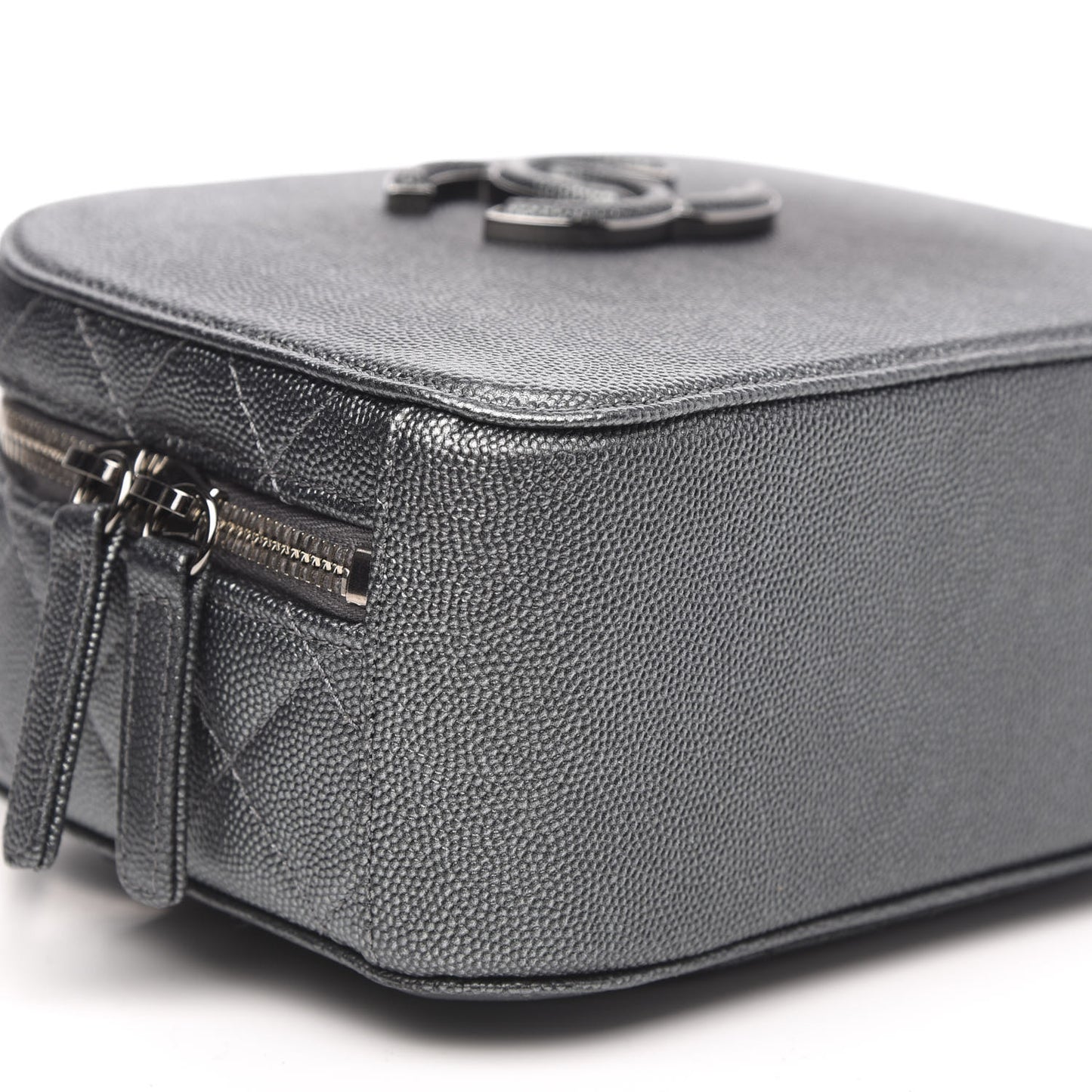 Metallic Caviar Small Coco Curve Vanity Bag Black Ruthenium