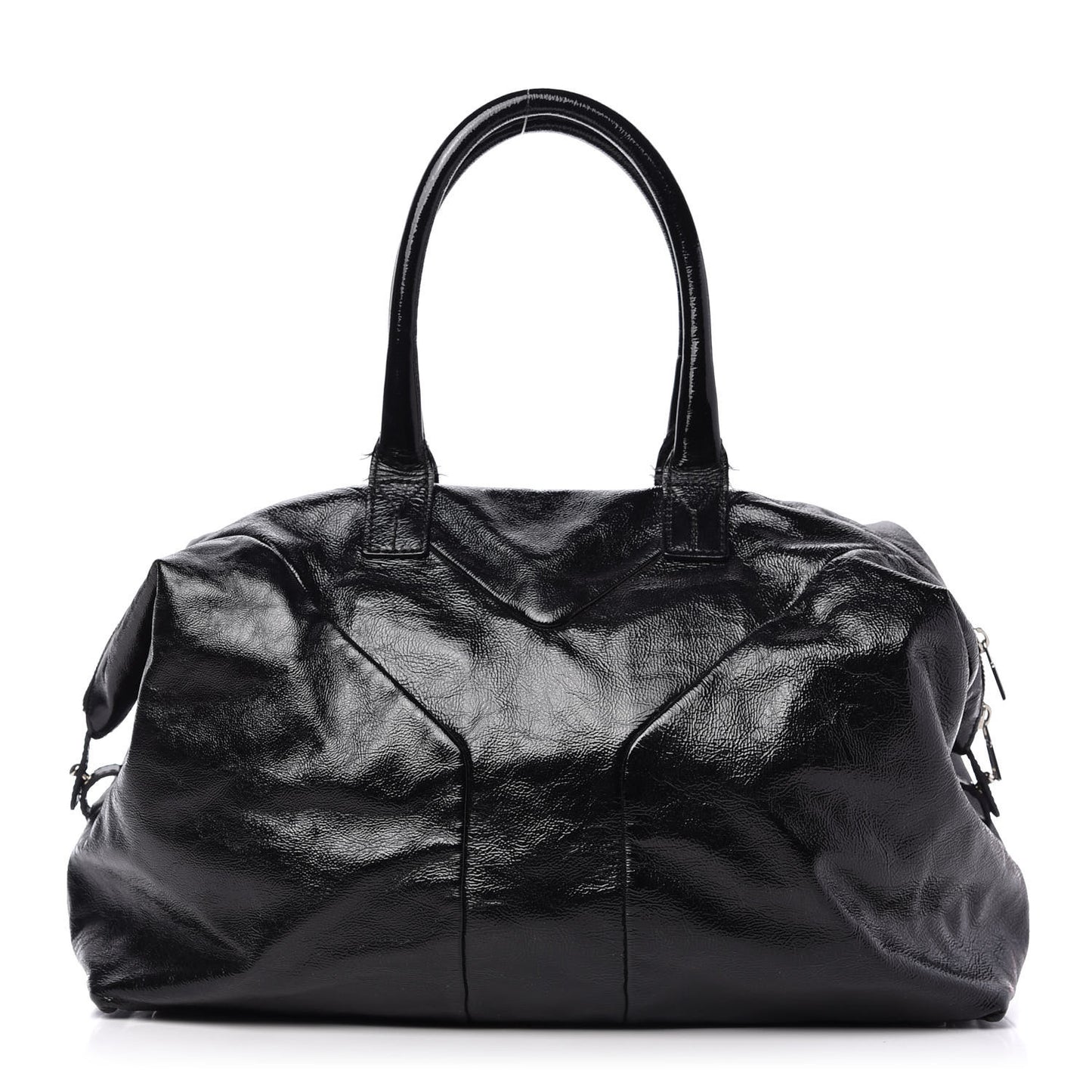 Textured Patent Medium Easy Y Bag Black