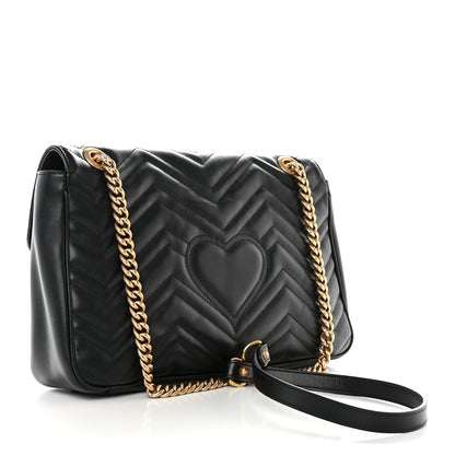 Gucci Calfskin Matelasse Medium GG Marmont Shoulder Bag Black 3 of 12