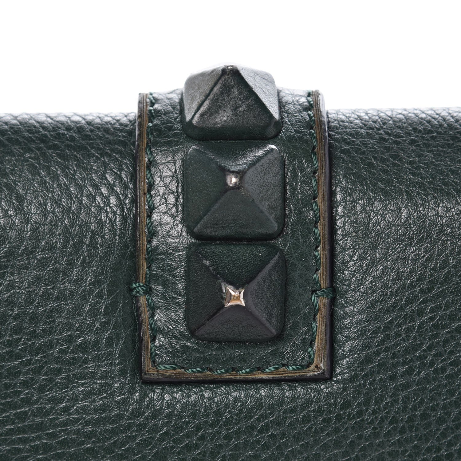 Valentino Garavani Pebbled Calfskin Small Glam Lock Rockstud Flap Dark Green 9 of 9