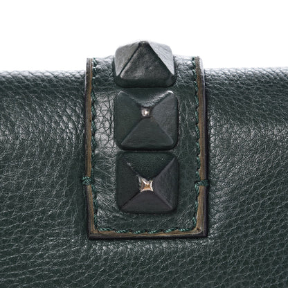 Valentino Garavani Pebbled Calfskin Small Glam Lock Rockstud Flap Dark Green 9 of 9