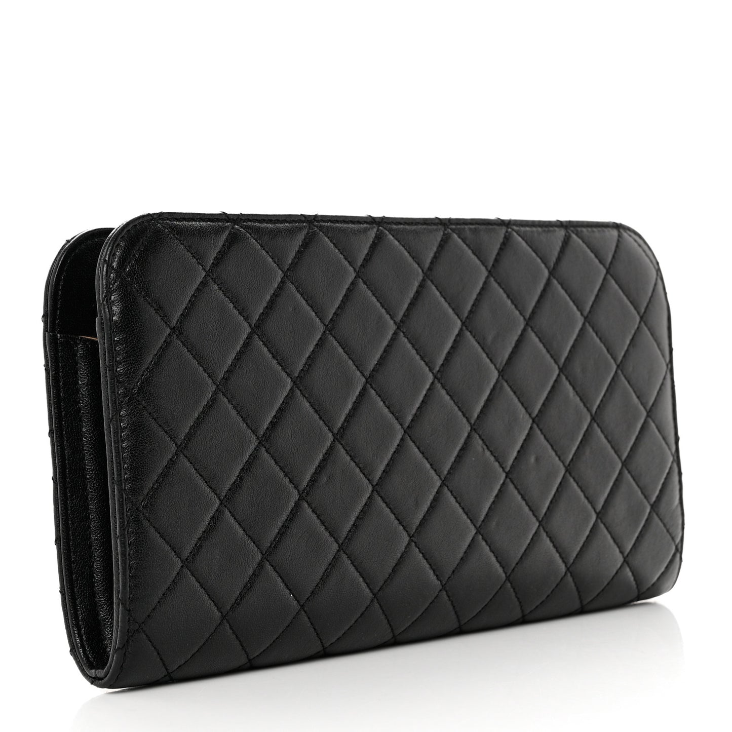 Lambskin Quilted Coco Midnight Clutch Black
