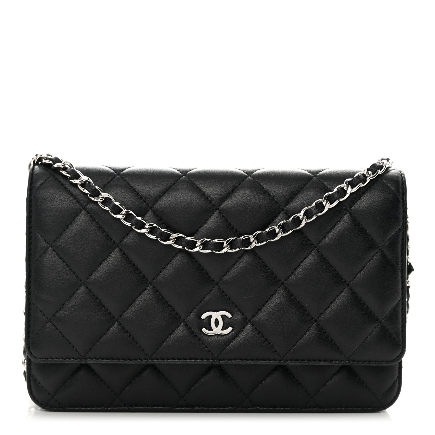 Chanel Lambskin Quilted Wallet On Chain WOC Black 1 of 17