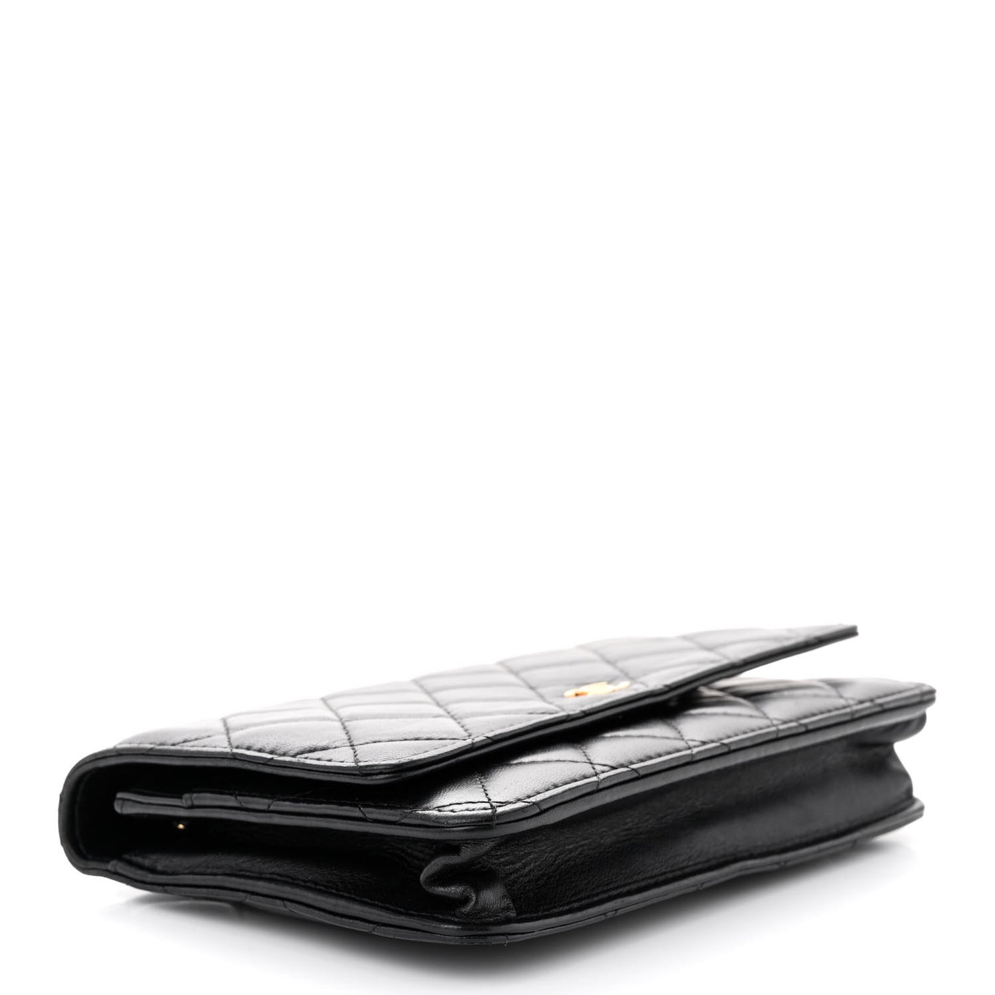 Lambskin Quilted Wallet On Chain WOC Black