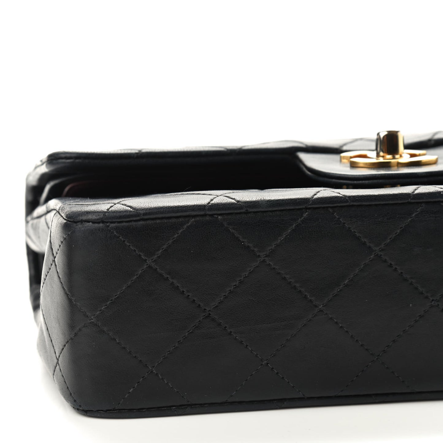 Lambskin Quilted Small Double Flap Black