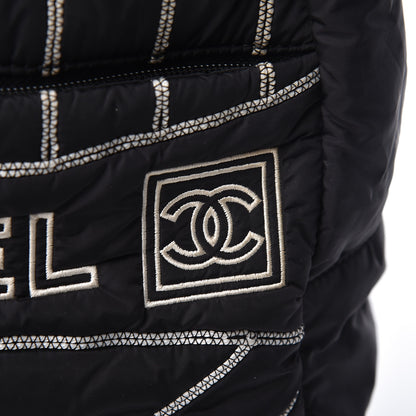 Chanel Nylon Embroidered CC Backpack White Black 13 of 14