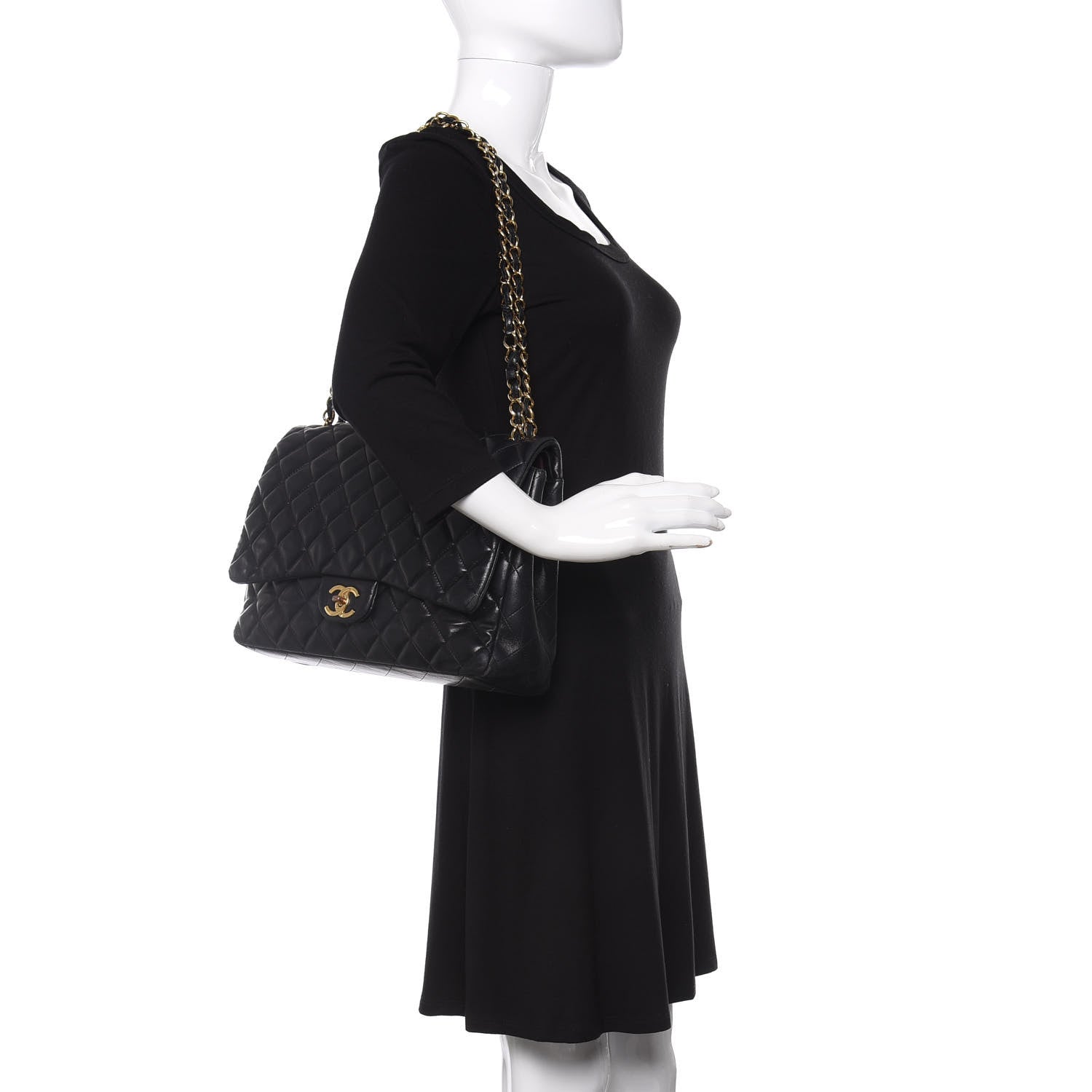Chanel Lambskin Quilted Maxi Double Flap Black 2 of 18