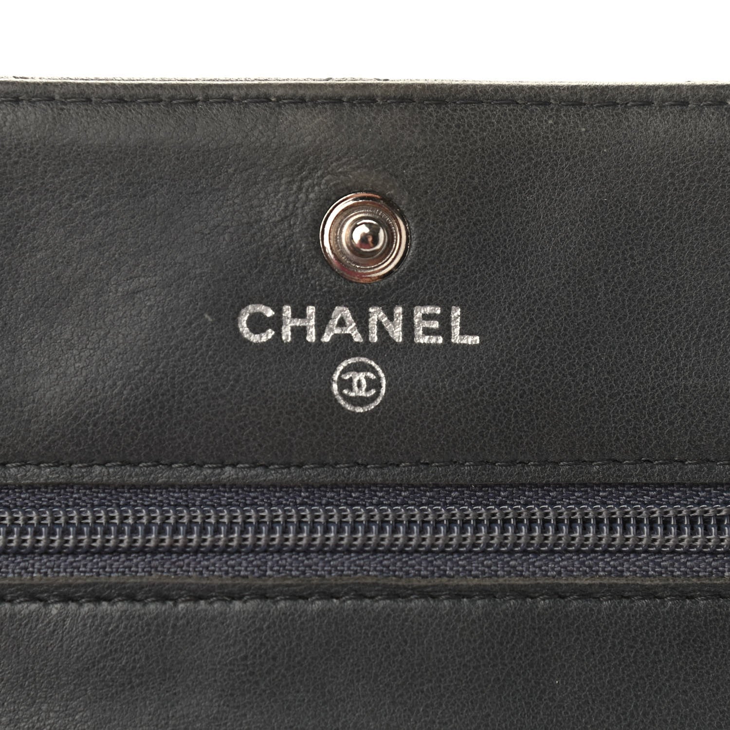 Chanel Iridescent Lambskin Quilted Wallet On Chain WOC Grey 6 of 12