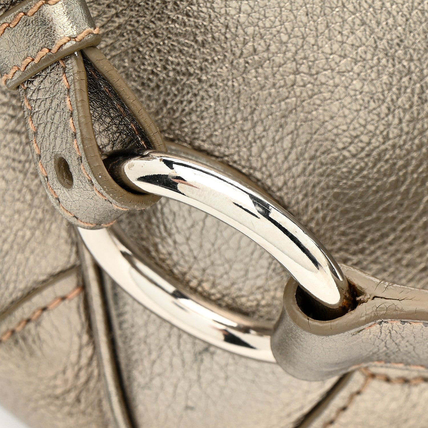 Prada Metallic Vitello Daino Pushlock Shoulder Bag Peltro 20 of 21