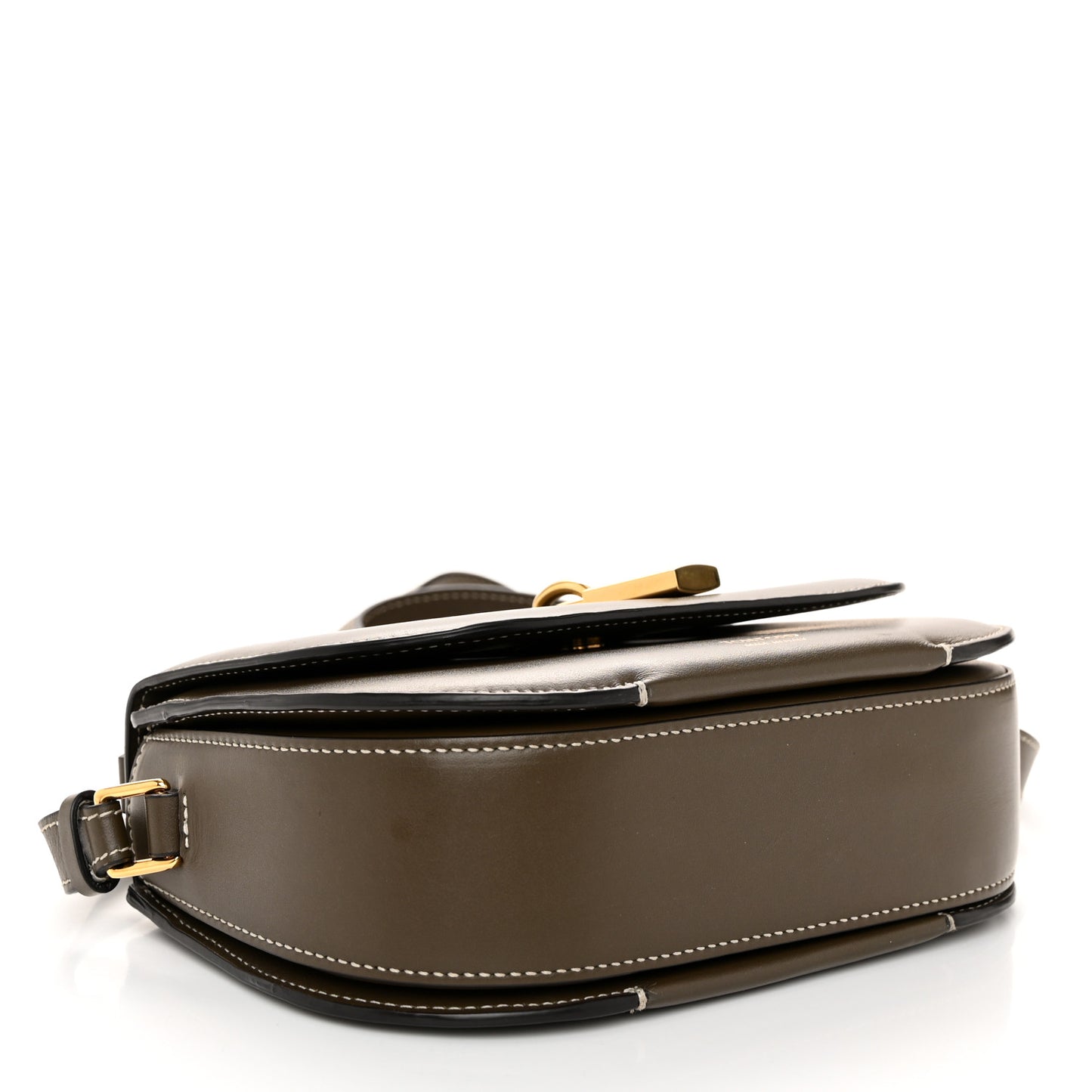 Smooth Calfskin Padlock Saddle Crossbody Bag Green