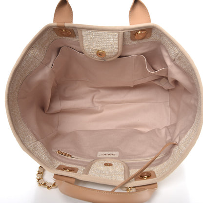 Chanel Canvas Large Deauville Tote Light Beige 6 of 17
