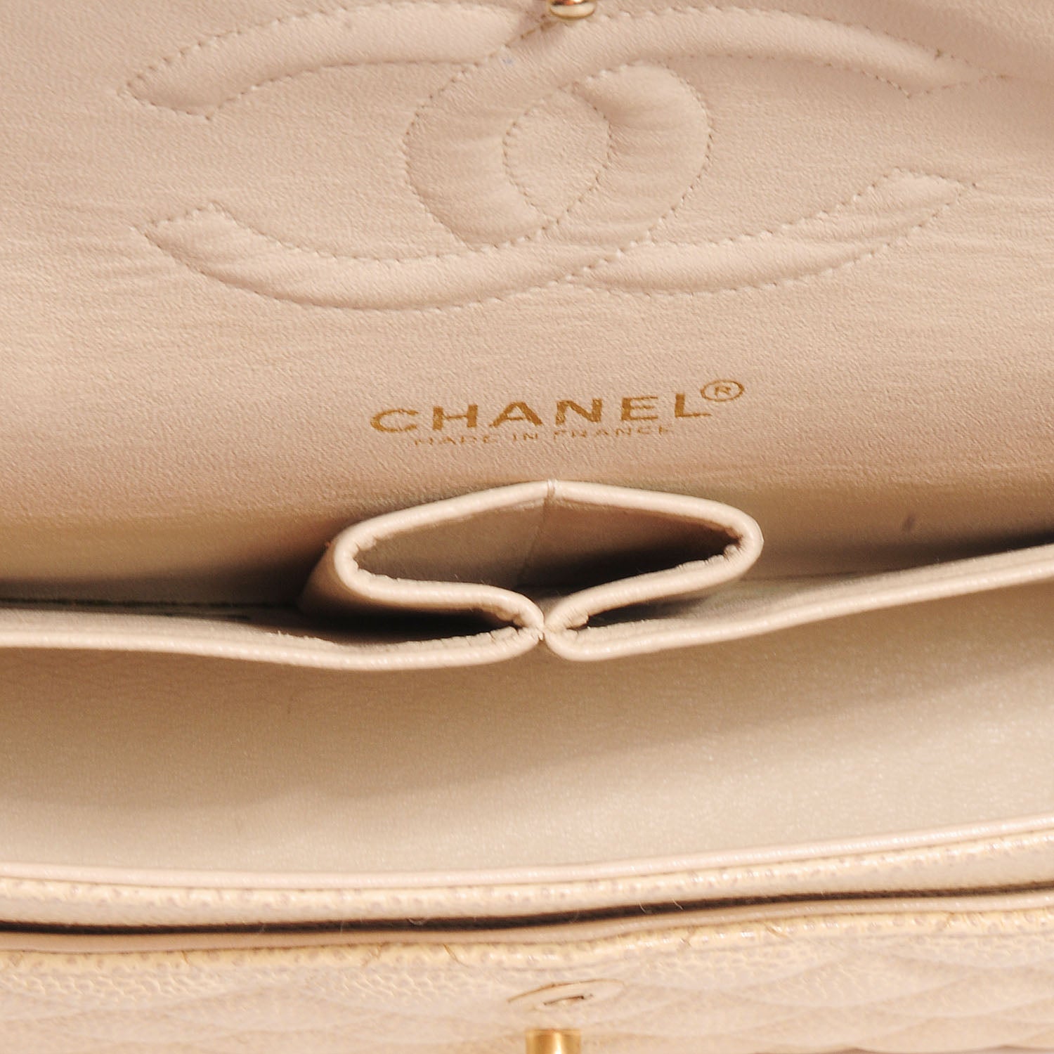 Chanel Caviar Quilted Medium Double Flap Beige 7 of 9