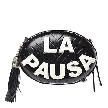 Chanel Lambskin Embroidered Chevron Quilted La Pausa Tassel Clutch Black 1 of 9