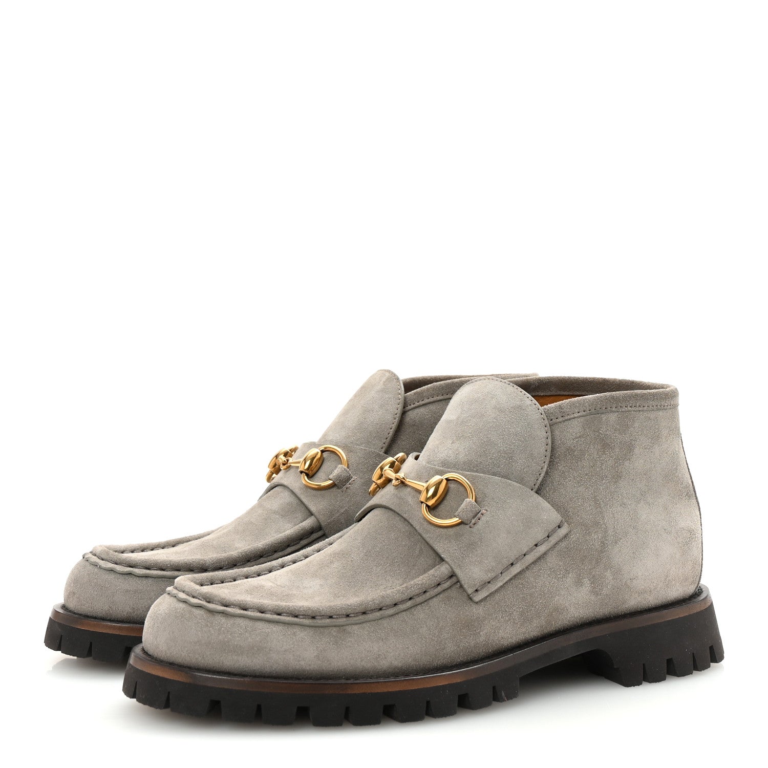 Gucci Suede Horsebit Ankle Boots 38 New Fango 4 of 9