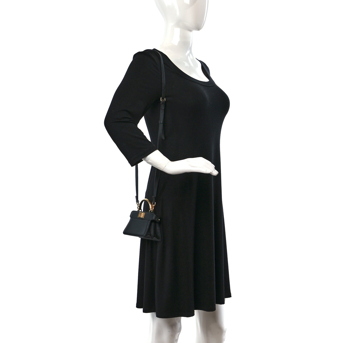Shiny Nappa Nano Peekaboo Maxi Handle Satchel Black