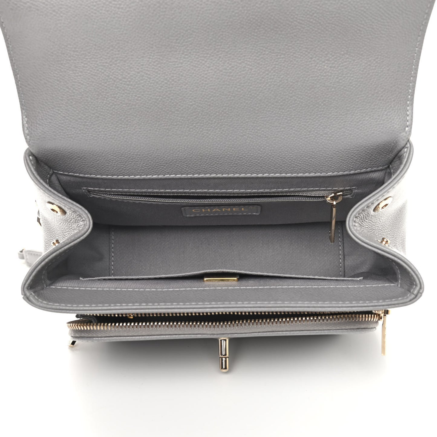 Caviar Quilted Medium Business Affinity Flap Grey