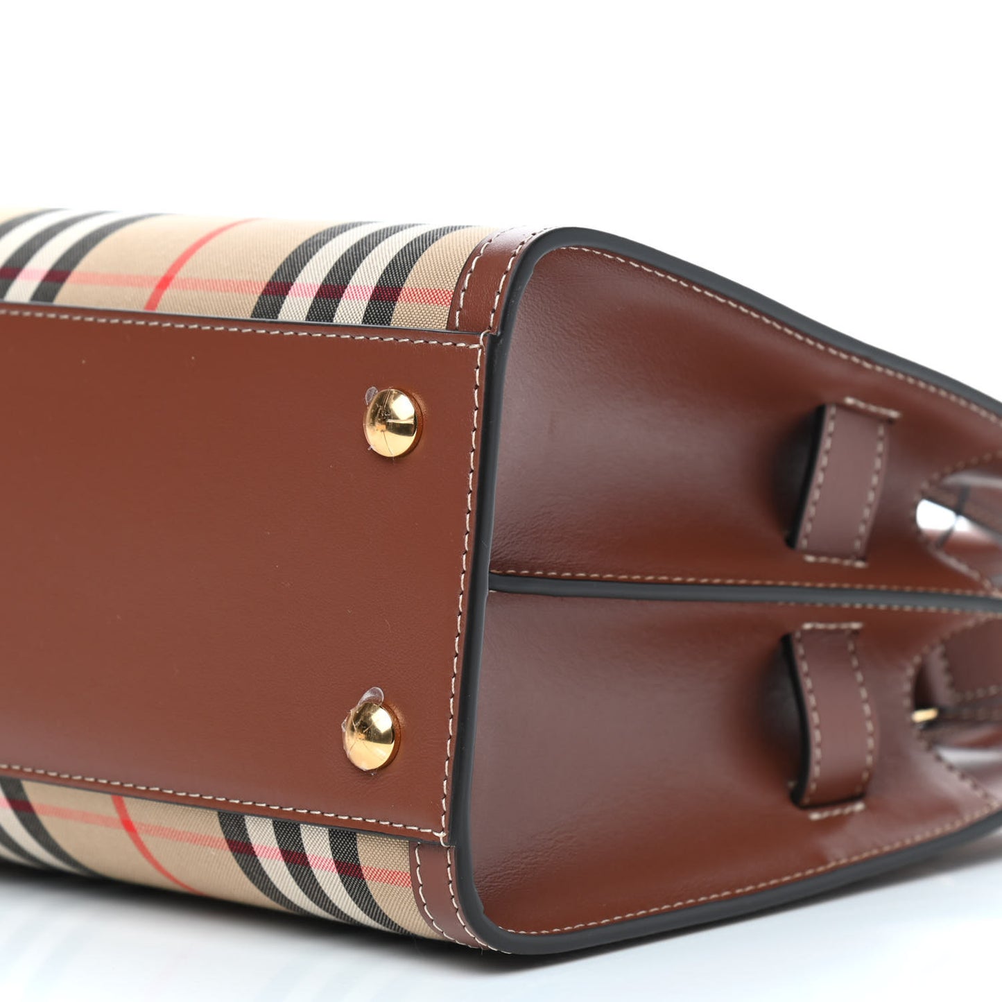 Calfskin Vintage Check Mini Two Handle Title Bag Archive Beige