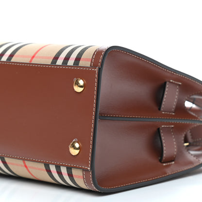 Burberry Calfskin Vintage Check Mini Two Handle Title Bag Archive Beige 8 of 8