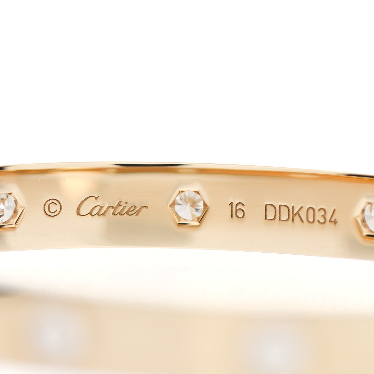 18K Yellow Gold 10 Diamond LOVE Bracelet 16