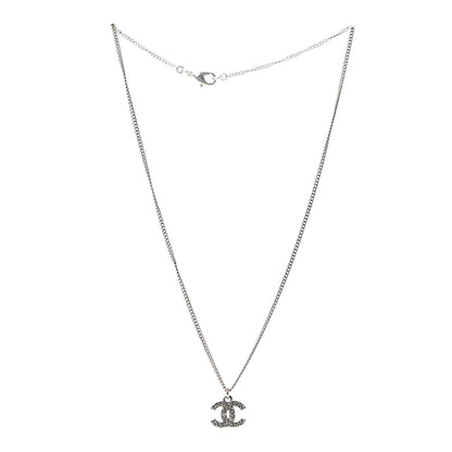Chanel Crystal Timeless CC Necklace Silver 3 of 5