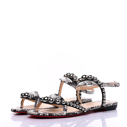 Christian Louboutin Nappa Watersnake Print Galeria Flat Sandals 39.5 Black 3 of 7
