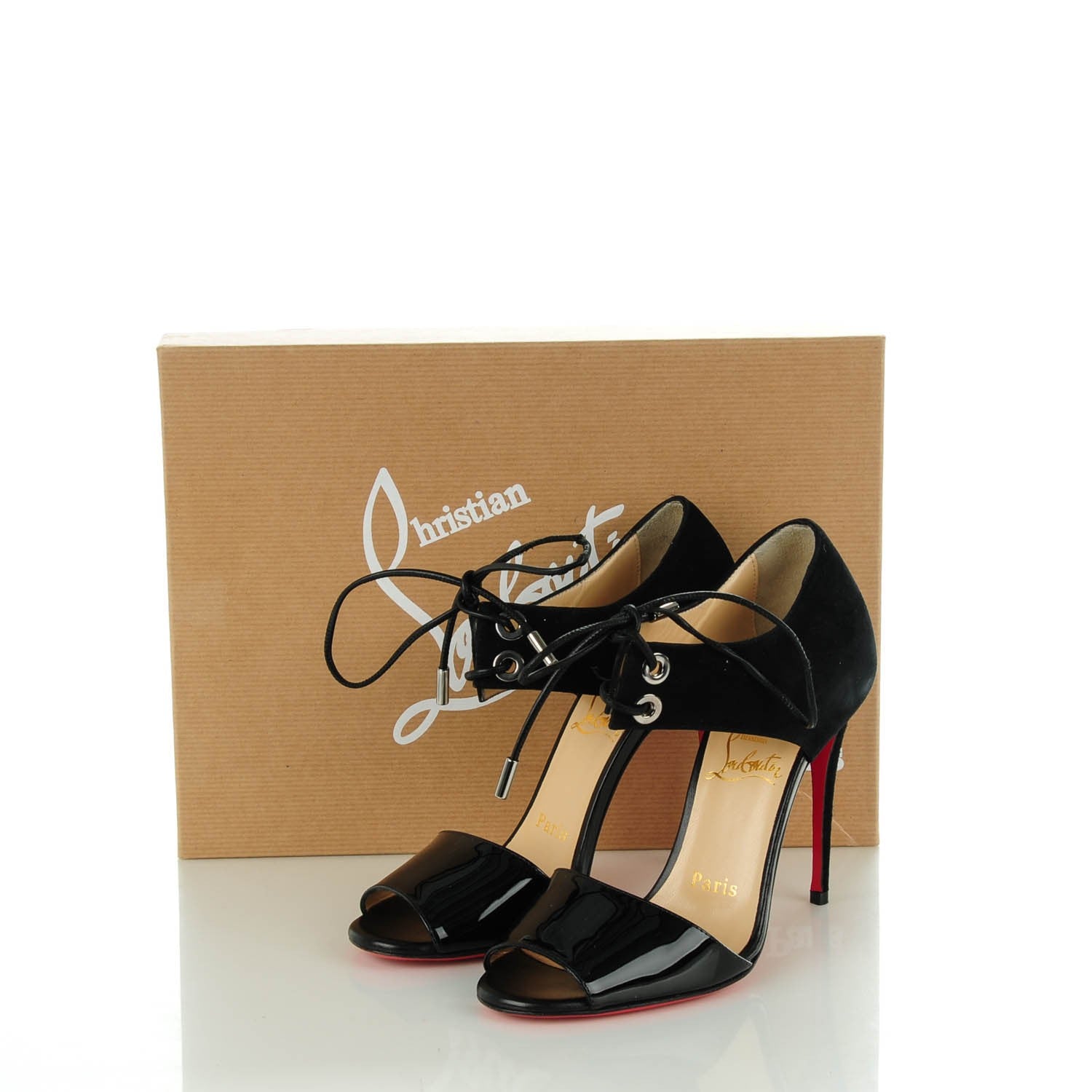 Christian Louboutin Patent Suede Mayerling 100 Sandals 35 Black 2 of 10