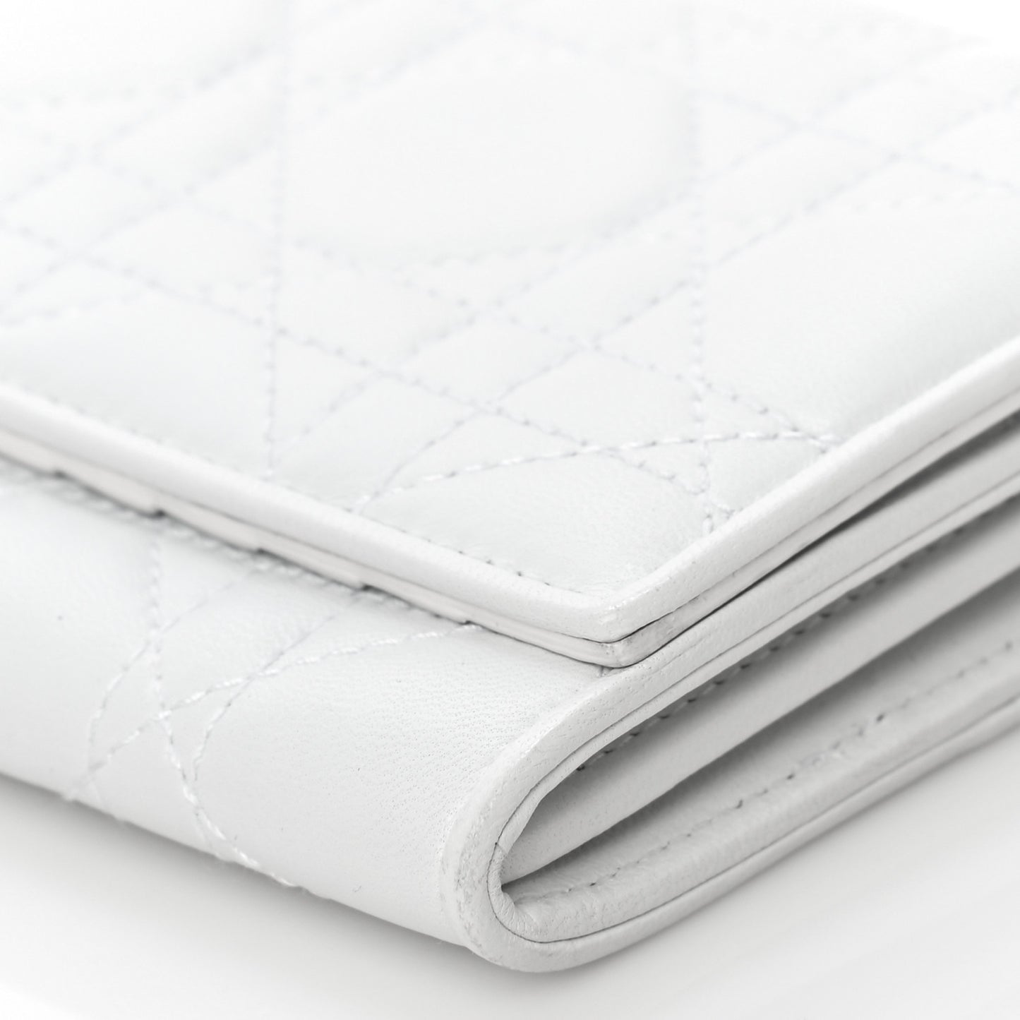 Lambskin Cannage Lady Dior Charm Wallet White