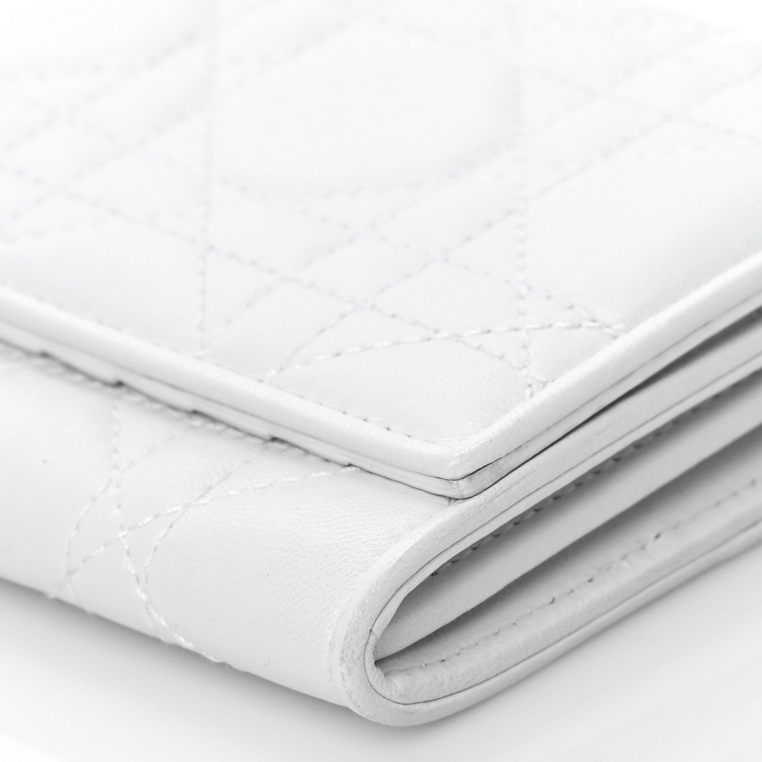 Christian Dior Lambskin Cannage Lady Dior Charm Wallet White 6 of 9