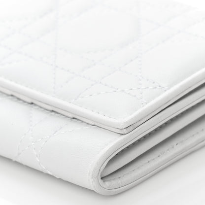 Christian Dior Lambskin Cannage Lady Dior Charm Wallet White 6 of 9