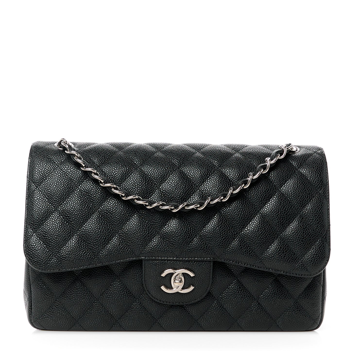 Caviar Quilted Jumbo Double Flap Black