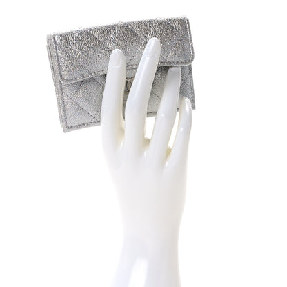 Chanel Caviar Quilted Double Flap Wallet Silver 2 of 8