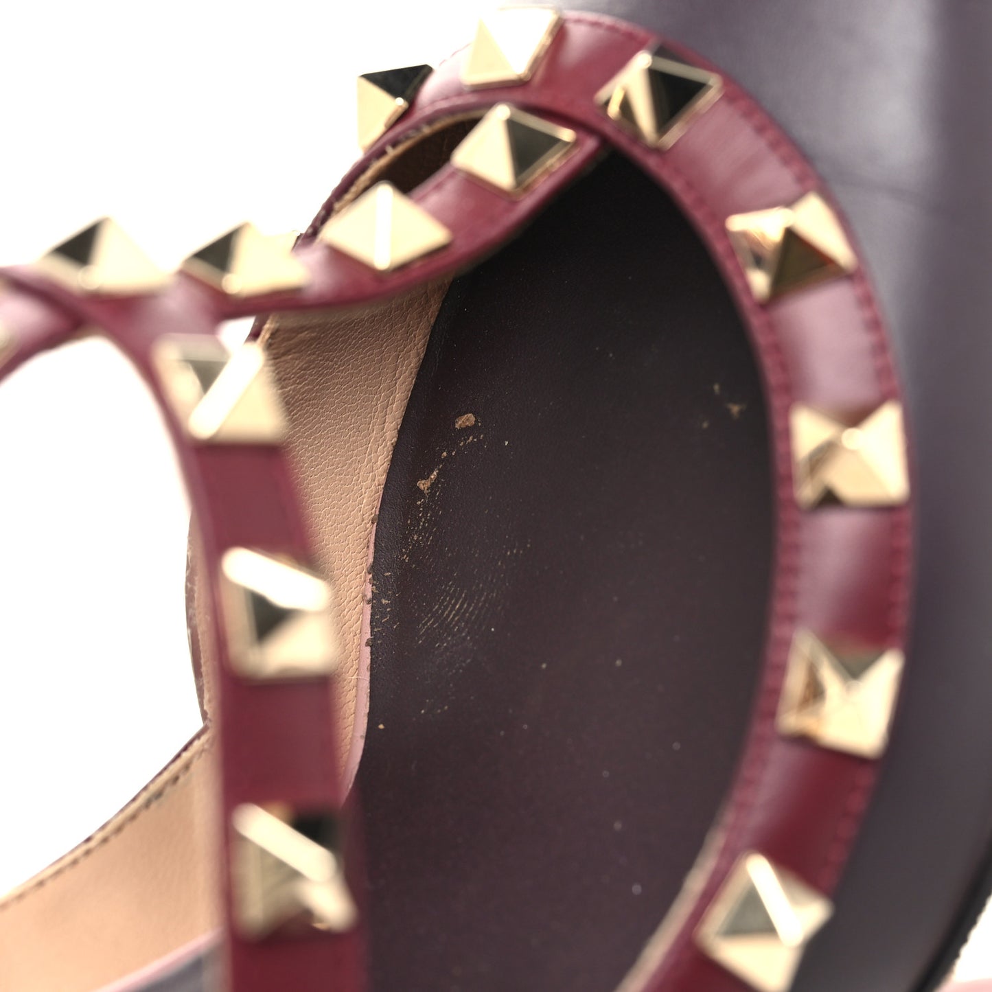 Calfskin Nappa Rockstud Ankle Strap 100mm Pumps 39 Griotte